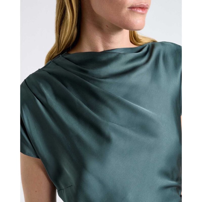 Cue Viscose Satin Draped Midi Dress image number 2